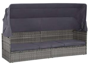VidaXL Polyrattan Napágy - Védőtetővel - 205x62 cm