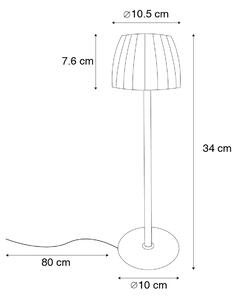 Modern asztali lámpa szürke 3 fokozatban szabályozható újratölthető - Dolce