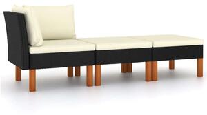 VidaXL Kertbútor Szett - 3 részes - Polyrattan - Eukaliptuszfa