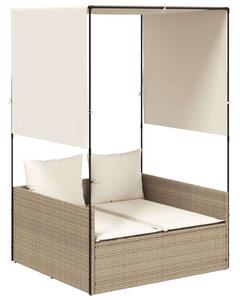 VidaXL Dupla Napozóágy - Polyrattan - Bézs - 118x110x187cm