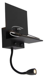 Intelligens fali lámpa, fekete USB-vel és flexibilis karral WiFi G9 - Flero