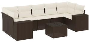 VidaXL 8 részes barna polyrattan kerti ülőgarnitúra párnákkal