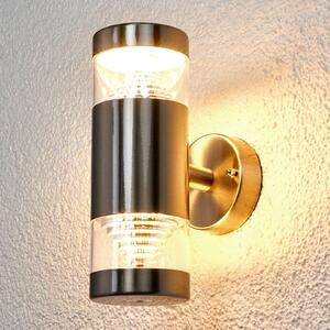 Lindby LED kültéri fali világítás Lanea, 21 cm, rozsdamentes acél, IP44, Alu / szürke / cink, Rozsdamentes acél, Modern