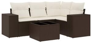 VidaXL 5 részes barna polyrattan kerti ülőgarnitúra párnával
