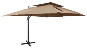 VidaXL tópszínű dupla tetejű konzolos napernyő 400 x 300 cm