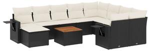 VidaXL Polyrattan Kerti Ülőgarnitúra - 11 részes - Fekete