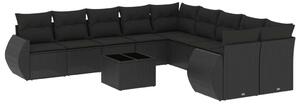 VidaXL Polyrattan Kerti Ülőgarnitúra - 11 részes - Fekete