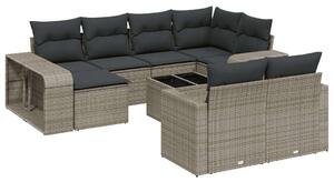 VidaXL Polyrattan Kerti Ülőgarnitúra - 11 részes - Szürke