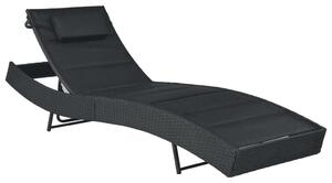 VidaXL Napozóágy - Fekete Polyrattan - 213cm