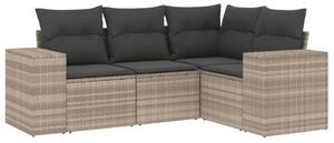 VidaXL Polyrattan Kerti Ülőgarnitúra - 4 részes, Világosszürke