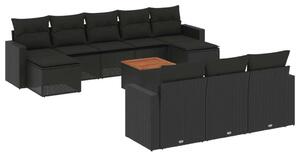 VidaXL Polyrattan Kerti Ülőgarnitúra - 11 részes - Fekete