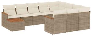 VidaXL Polyrattan Kerti Ülőgarnitúra - 11 részes - Bézs