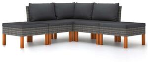 5 Részes Polyrattan Kerti Ülőgarnitúra - Szürke