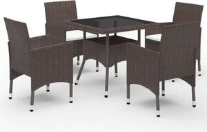 Polyrattan Kerti Étkezőgarnitúra - 5 részes - Barna