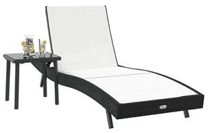 VidaXL Napozóágy asztallal 2 pcs, 40 x 40 x 40.5 cm, Fekete, Fehér