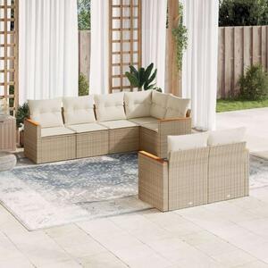VidaXL Polyrattan Kerti Ülőgarnitúra - 7 részes - Bézs