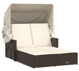 VidaXL Dupla Napozóágy - Polyrattan - Barna - 201x110cm