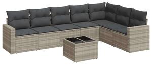 VidaXL Polyrattan Kerti Ülőgarnitúra - 8 részes - Világosszürke
