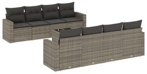VidaXL Polyrattan Kerti Ülőgarnitúra - 9 részes - Szürke
