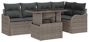 VidaXL Kerti Kanapé Szett párnával párnával 6 pcs Szürke Poly Rattan
