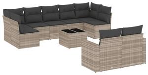 VidaXL Polyrattan Kerti Ülőgarnitúra - 10 részes - Világosszürke