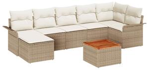 VidaXL Kerti Kanapé Szett tárolóval 8 pcs Beige és krém polirattan