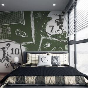 Fotótapéta Labdarúgók, labda és egyéb labdarúgó attribútumok zöld, Fotótapéta tini szoba, Fotótapéta tini szoba futball, w03122v2 : Uwalls.hu