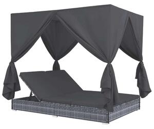 VidaXL Polyrattan Napozóágy - 2 személyes - Szürke