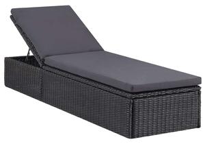 VidaXL Napozóágy - Polyrattan - Sötétszürke - 198cm