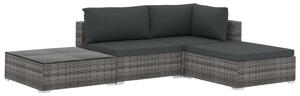 VidaXL 4-részes szürke polyrattan kerti bútorszett párnákkal