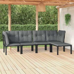 VidaXL 5 részes Kerti Ülőgarnitúra - Polyrattan - Fekete-Szürke