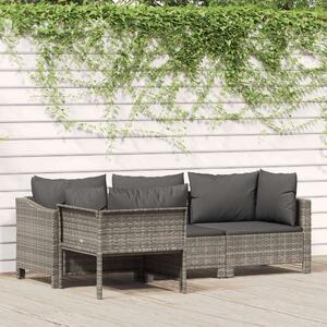 Polyrattan Kerti Ülőgarnitúra - 4 részes - Szürke