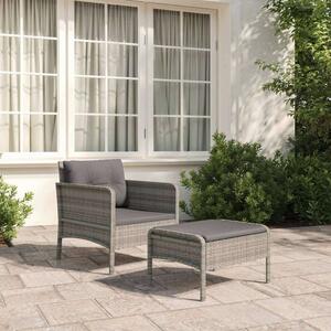 VidaXL 2 részes szürke polyrattan kerti ülőgarnitúra párnákkal