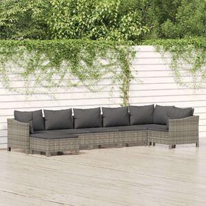 VidaXL 7 részes szürke polyrattan kerti ülőgarnitúra párnákkal