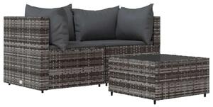 VidaXL Polyrattan Kerti Ülőgarnitúra - 3 részes - Szürke