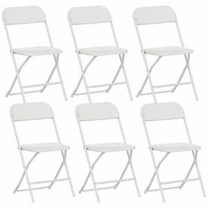 HOMCOM Set de 6 Scaune Pliabile cu Orificii de Drenaj din Plastic și Metal, 45x49x79,5 cm, Alb