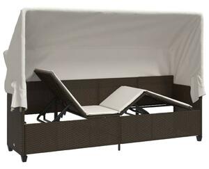 VidaXL Napozóágy - Barna Polyrattan - 204cm