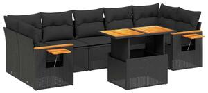 VidaXL Polyrattan Kerti Ülőgarnitúra - 8 részes - Fekete