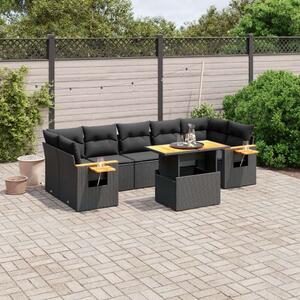 VidaXL Polyrattan Kerti Ülőgarnitúra - 8 részes - Fekete