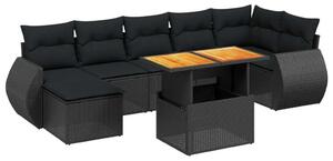 VidaXL Polyrattan Kerti Ülőgarnitúra - 8 részes - Fekete