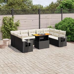 VidaXL Polyrattan Kerti Ülőgarnitúra - 10 részes - Fekete