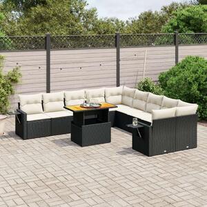 VidaXL Polyrattan Kerti Ülőgarnitúra - 11 részes - Fekete