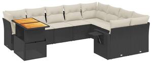 VidaXL Polyrattan Kerti Ülőgarnitúra - 10 részes - Fekete