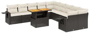 VidaXL Polyrattan Kerti Ülőgarnitúra - 11 részes - Fekete