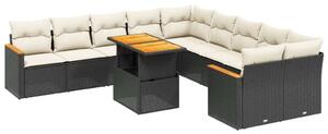 VidaXL Polyrattan Kerti Ülőgarnitúra - 11 részes - Fekete