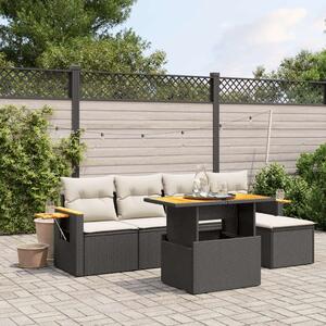 VidaXL Polyrattan Kerti Ülőgarnitúra - 6 részes - Fekete