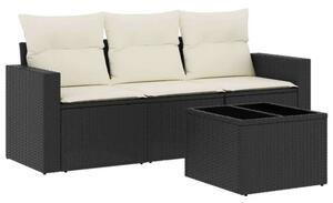 VidaXL Polyrattan Kerti Ülőgarnitúra - 4 részes - Fekete