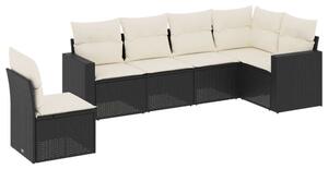 VidaXL Polyrattan Kerti Ülőgarnitúra - 6 részes - Fekete