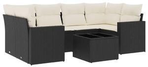 VidaXL Polyrattan Kerti Ülőgarnitúra - 7 részes - Fekete