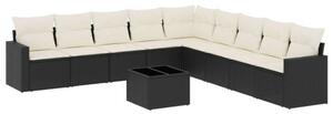 VidaXL Polyrattan Kerti Ülőgarnitúra - 10 részes - Fekete